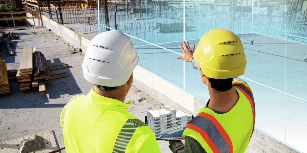 Illustration wie Hilti Engineering Services Ihre Planung mit Ihrer realen Baustelle verknüpft