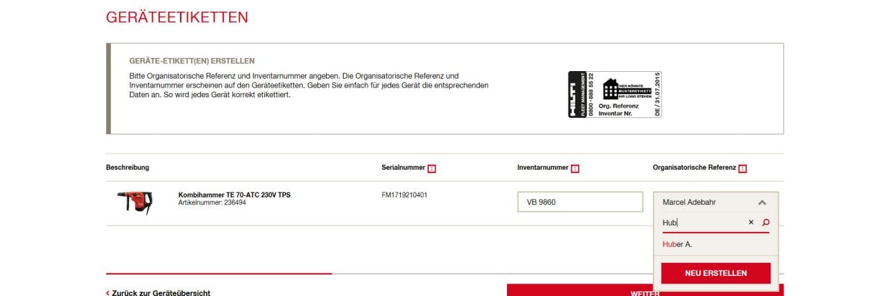 VERWALTEN SIE IHRE NACHBESTELLTEN GERÄTEETIKETTEN