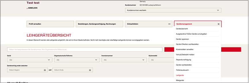 Meine Hilti Geräte: Rückgabe Miet- und Leihgeräte Schritt 1