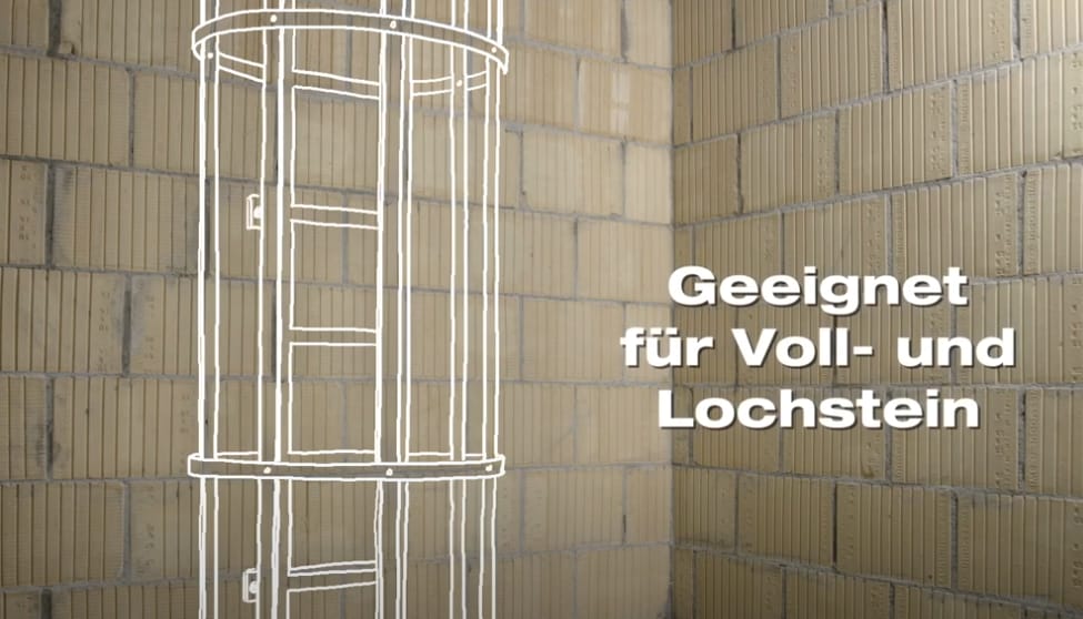 Skizze einer Feuertreppe an Mauerwerk