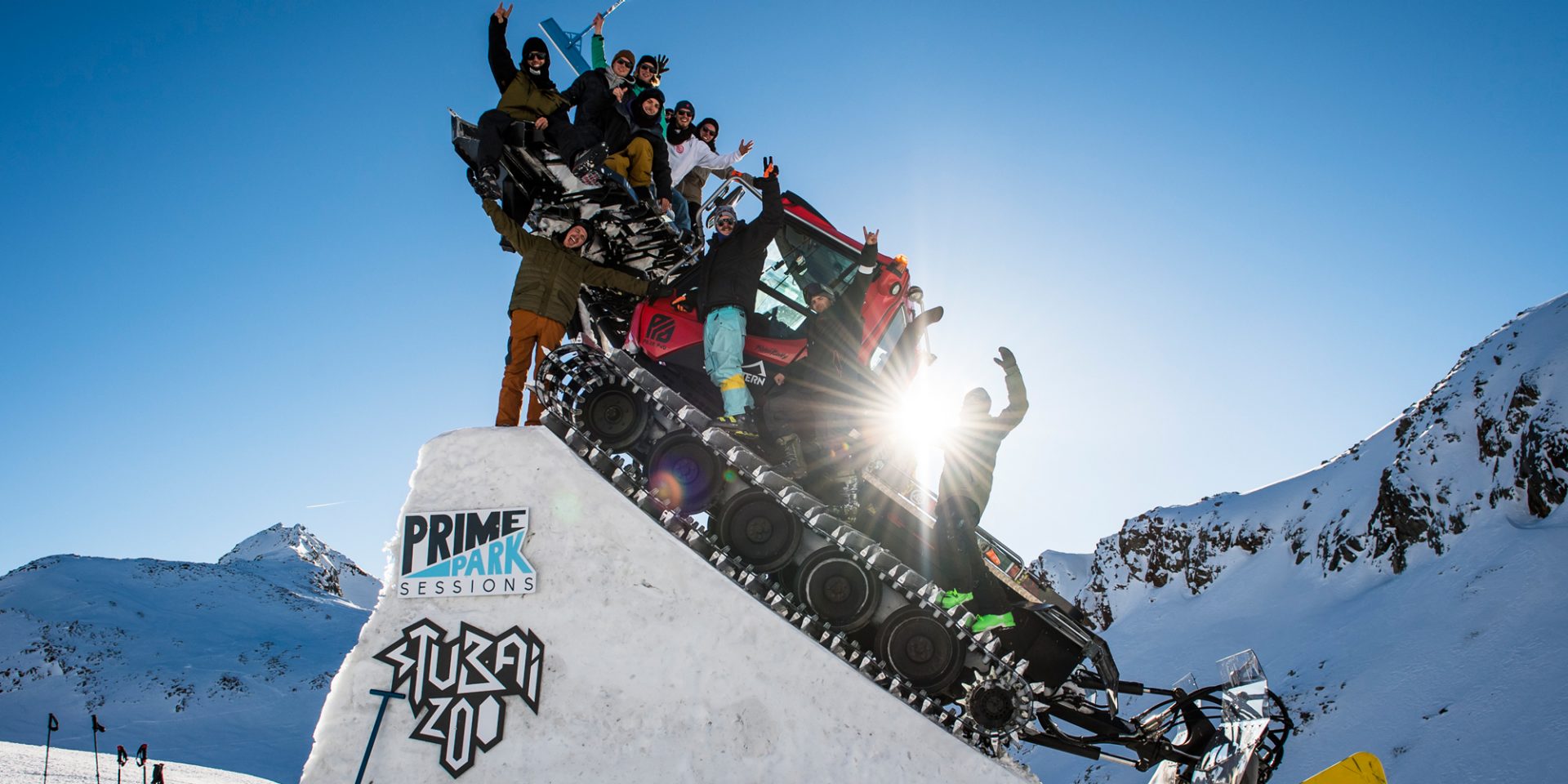 Das Team der Prime Park Sessions im Freestyle Park am Stubaier Gletscher