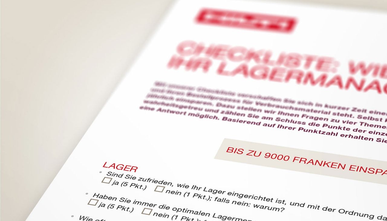 Zu sehen ist ein Ausschnitt einer Lagermanagement-Checkliste.