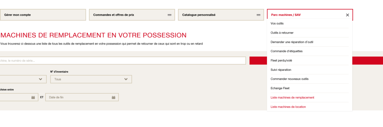 Meine Hilti Geräte: Rückgabe Miet- und Leihgeräte Schritt 1