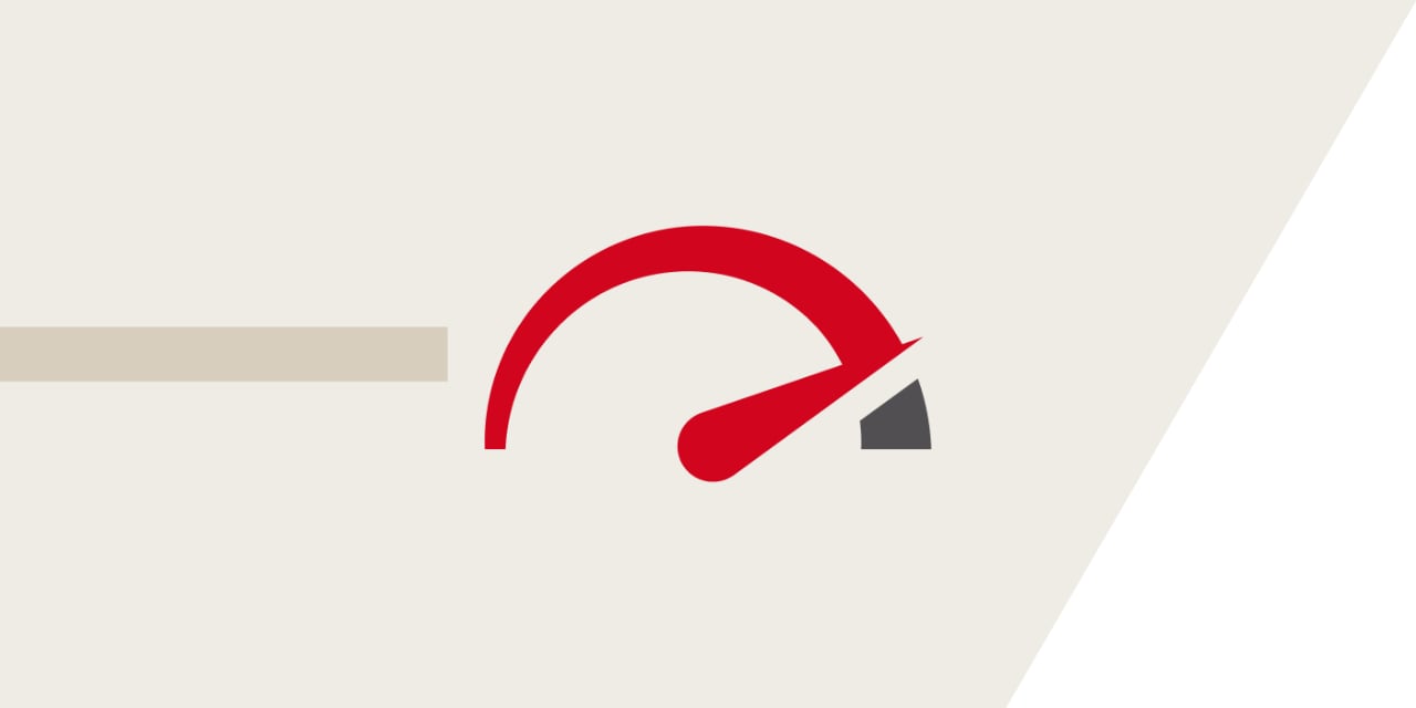 Illustration d'un affichage composé d'un demi-cercle rouge et d'un pointeur rouge pointant vers la droite.