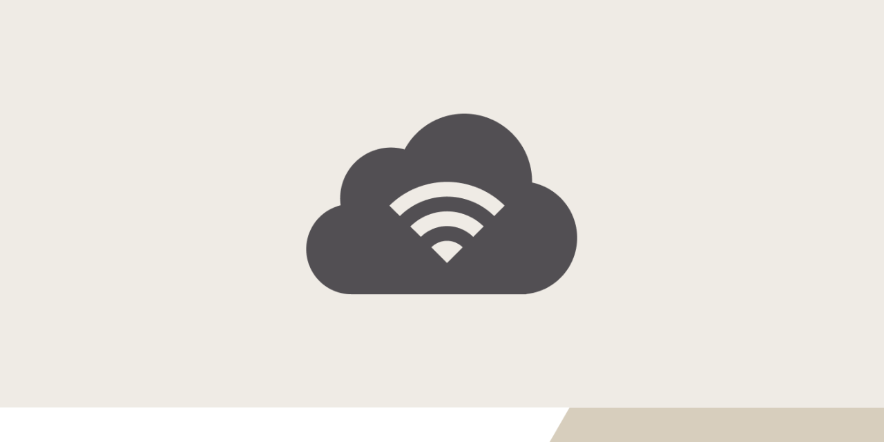 Illustration d'un nuage gris avec un panneau WiFi blanc au milieu.