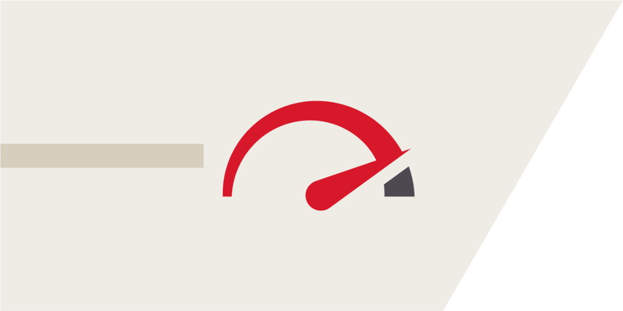Illustration d'un affichage utilisant un demi-cercle rouge avec un pointeur rouge pointant vers la droite.
