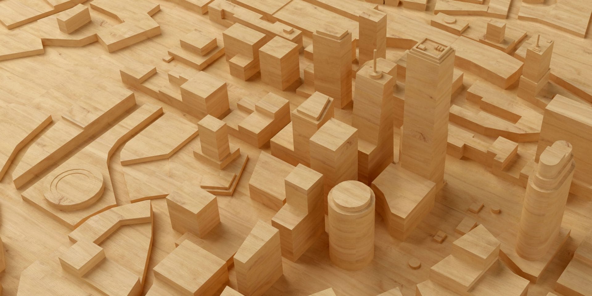 Maquette en bois d'une ville