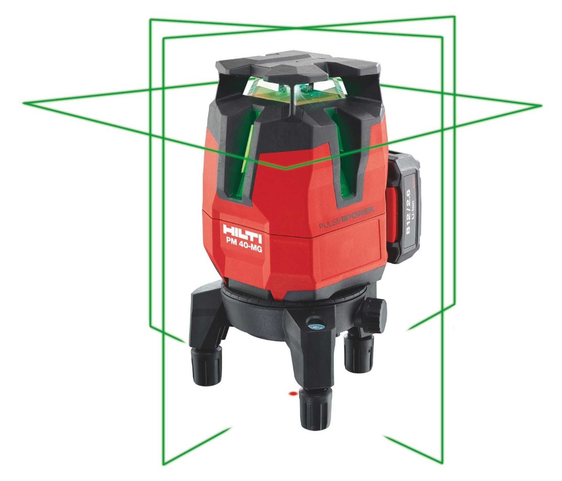 Laser multidirectionnel à faisceau vert Hilti PM 40-MG à quatre lignes verticales et une ligne 360°