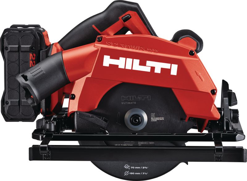 Tagli diritti e precisi ad una profondità massima di 2-5/8 Sega circolare cordless con lama pre-montata da 190 mm | 7-1/4, per tagli precisi fino a 70 mm│2-3/4 nel legno e nei pannelli truciolari (piattaforma della batteria Nuron)