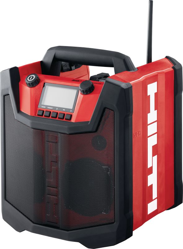 R 6-22 Radio da cantiere Radio da cantiere portatile a batteria con fino a 22 ore di riproduzione per ciascuna ricarica ed extra durata per l'uso in cantiere (piattaforma della batteria Nuron)