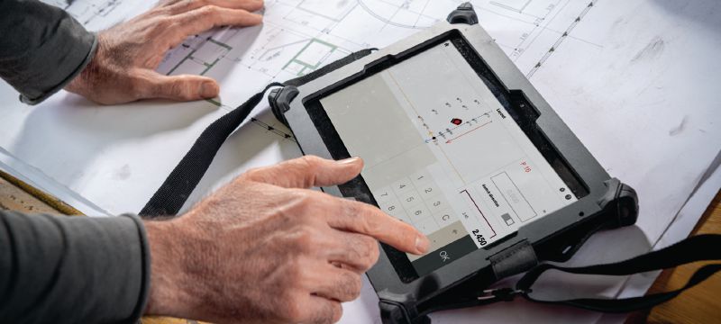 Strumento di layout per cantiere PDM 200 Laser layout 2D intuitivo per marcare facilmente le posizioni delle guide per cartongesso e le geometrie complesse in ambienti interni Applicazioni 1