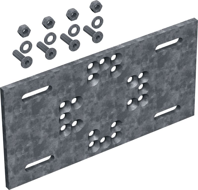 Piastra modulare MT-P-G OC Piastra modulare per il montaggio di strutture modulari su acciaio strutturale senza la necessità di un fissaggio diretto