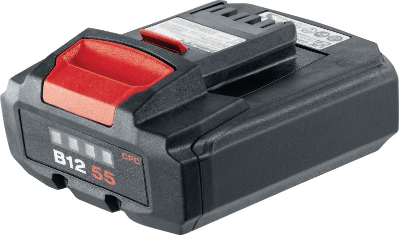 Batteria B 12-55 12V Batteria Li-Ion compatta e ad alta capacità da 12 V e 5,0 Ah, con celle 21700 aggiornate per garantire una maggiore autonomia per ogni ricarica