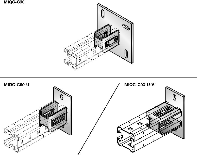 IEmbase de liaison MIQC-C Platine galvanisée à chaud (GAC) pour la fixation de poutres MIQ dans le béton pour les applications pour charges lourdes