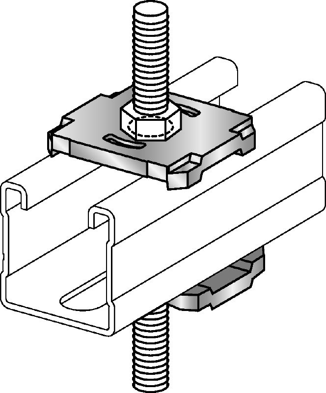 MQZ-L-R Lochplatte aus Edelstahl (A4) für Trapezmontage und Verankerung