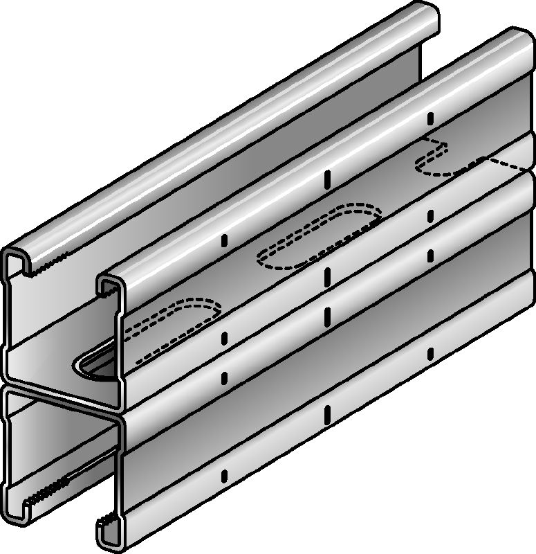 Rail MQ-41D-L Rail de montage MQ double galvanisé pour les applications pour charges moyennes