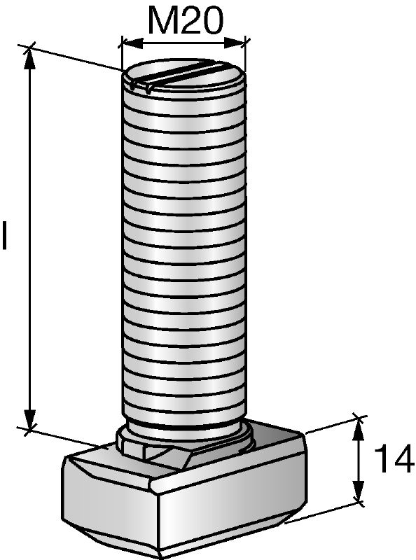 Boulons en T entaillés HBC-C-N Boulons en T entaillés pour la traction, les charges de cisaillement perpendiculaires et parallèles (charges 3D)