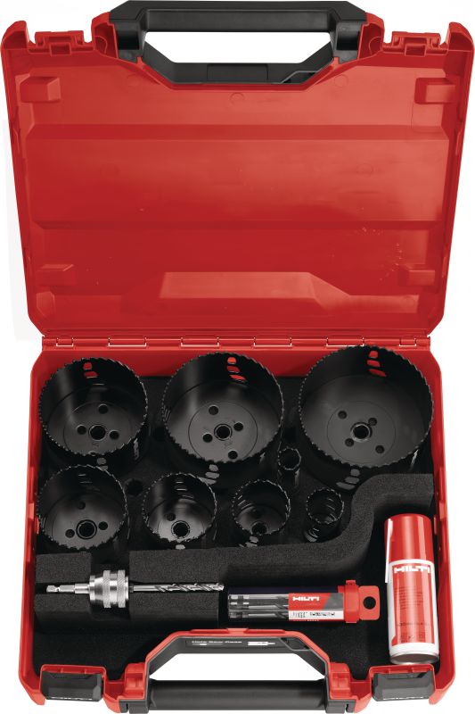 Valigette e set per seghe a tazza Valigetta per attrezzi per seghe a tazza Hilti, disponibile sia vuota che sotto forma di set pronti per l'uso per diversi scopi