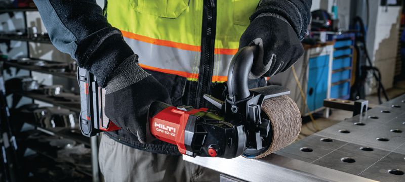 GPB 6X-22 Brunitore a batteria Levigatrice cordless a velocità variabile e con performance e autonomia della batteria migliorate per la smerigliatura e la finitura del metallo (piattaforma della batteria Nuron) Applicazioni 1