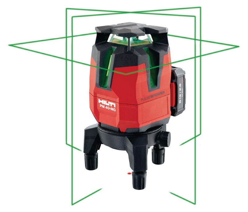 Laser à faisceau multidirectionnel PM 40-MG Laser multidirectionnel à 3 faisceaux verts pour la plomberie, la mise à niveau, l'alignement et l'équerrage