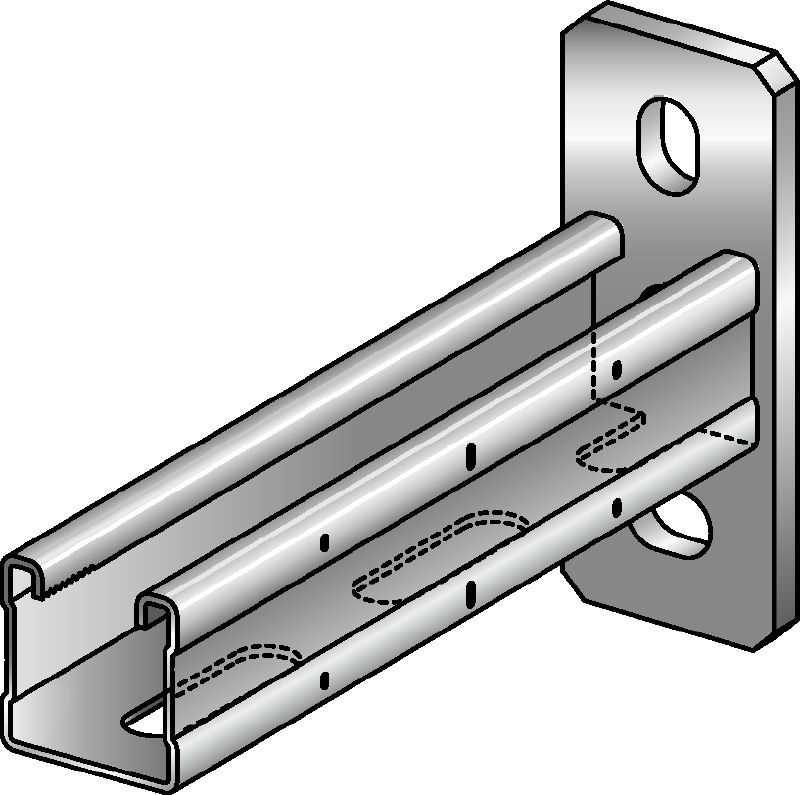 Konsole MQK-41 Feuerverzinkte Konsole mit einfacher MQ Profilschiene (41 mm hoch) für mittelschwere Anwendungen