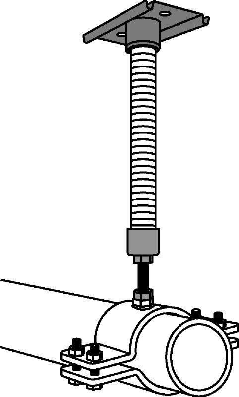 Point fixe MFP 1a-F Kit point fixe galvanisé à chaud (GAC) pour une flexibilité maximale dans les applications avec des charges axiales des tubes jusqu'à 3 kN