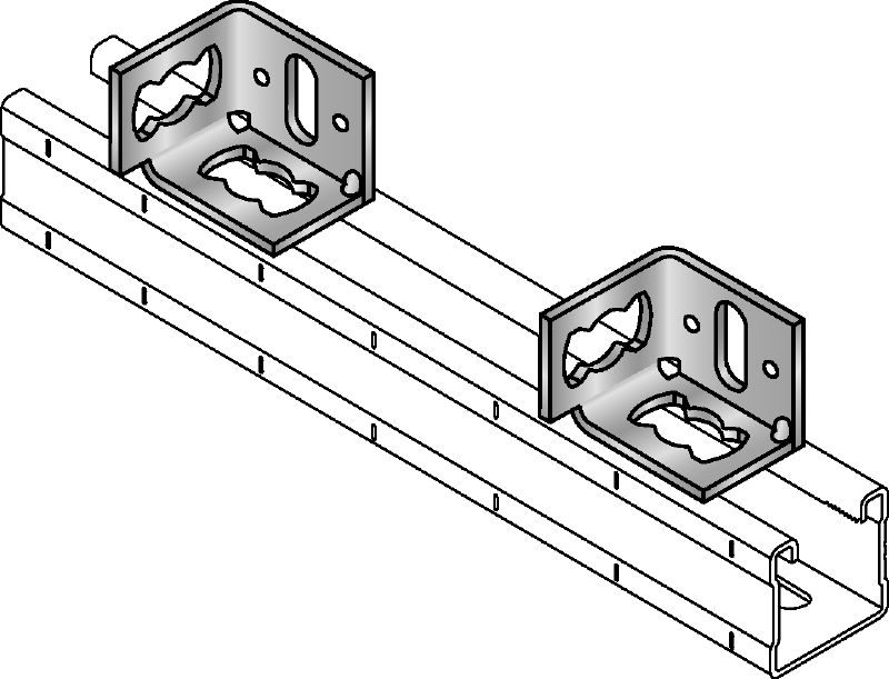 Base binario: MQP-2/1 Base binario zincata per il fissaggio di binari su diversi materiali di base