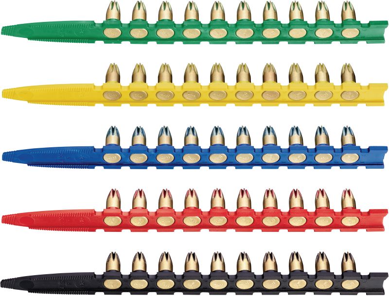 6.8/18 M10 Clean-Tec Kartuschen für pulverbetriebene Bolzensetzgeräte (lang) Magazinierte Clean-Tec-Kartuschen des Kalibers 0,27 (6,8x18) zur Verwendung mit Bolzensetzgeräten für die Befestigung von Trapezblech