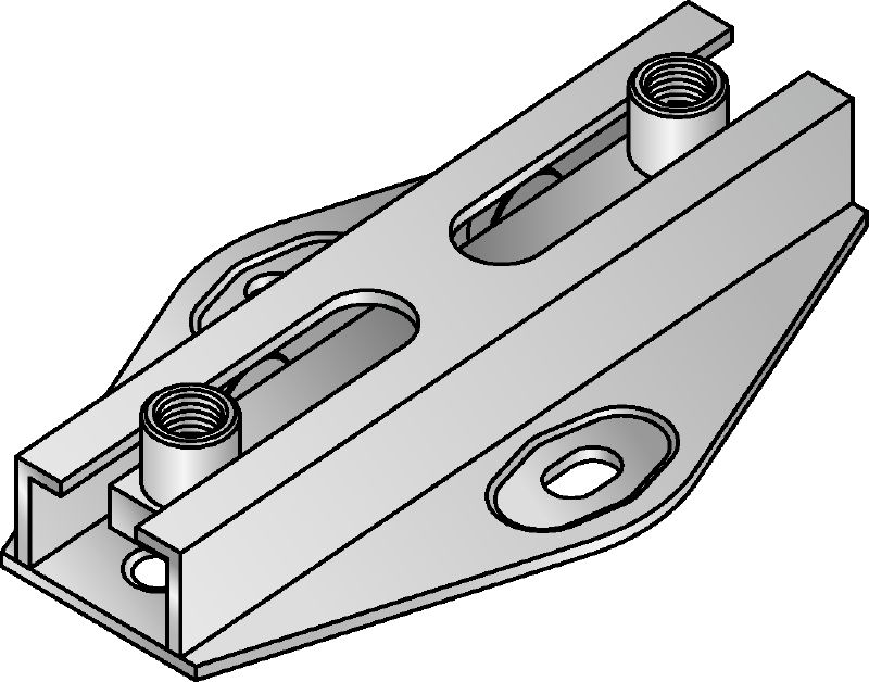 Slitta a rulli MRG-D6-F (doppia connessione) Slitta a rulli, doppia connessione, zincata a caldo (HDG), di alta qualità, per applicazioni per impianti di refrigerazione e di riscaldamento per carichi pesanti