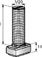 Hammerkopfschraube mit Kerbzahn HBC-C-N Gekerbte T-Bolzen für Zug- und Querlasten, die senkrecht und parallel einwirken (3D-Lasten)