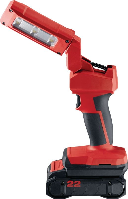 Torcia a batteria SL 2-22 Lampada da lavoro cordless a LED, la batteria di lunga durata consente di utilizzarla ininterrottamente tutto il giorno, con testa rotante e gancio largo per illuminare l'area di lavoro di una sola persona (piattaforma della batteria Nuron)