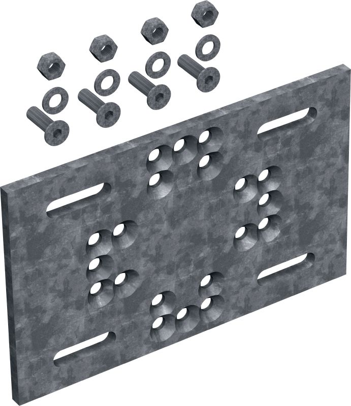 Piastra modulare MT-P-G OC Piastra modulare per il montaggio di strutture modulari su acciaio strutturale senza la necessità di un fissaggio diretto