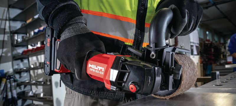 GPB 6X-22 Brunitore a batteria Levigatrice cordless a velocità variabile e con performance e autonomia della batteria migliorate per la smerigliatura e la finitura del metallo (piattaforma della batteria Nuron) Applicazioni 1