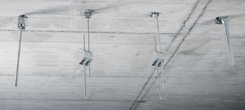 Description abrégée : attache pour plafond suspendu X-SCO/N Crochet pour plafond suspendu pour une fixation rapide et facile sur le béton sans forage Applications 1