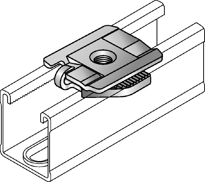 MM-S Piastra morsetto zincata per tubazioni per il collegamento di componenti filettati ai binari MM