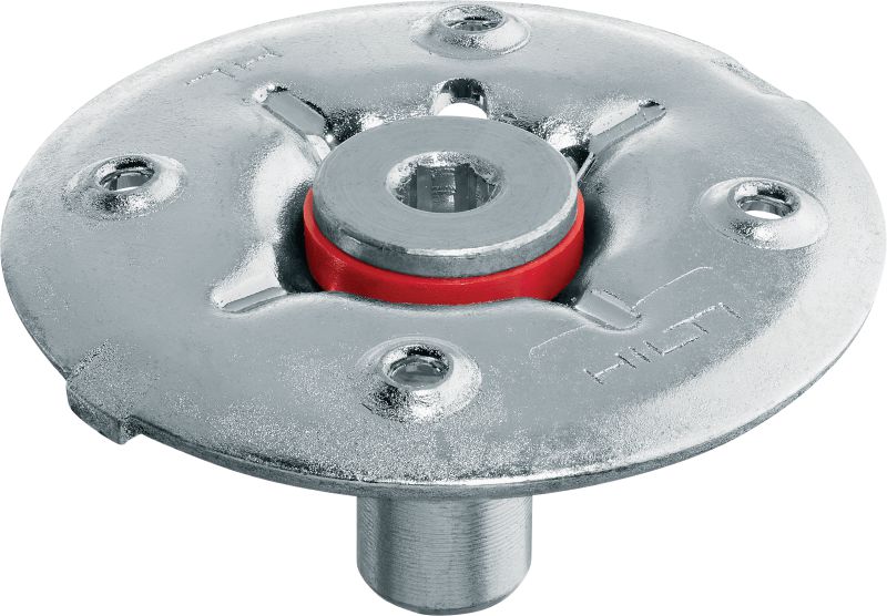 Flangia per fissaggio di grigliati per carichi elevati X-FCM-F HL (con doppio rivestimento) Flangia per grigliati con doppio rivestimento e ad alto carico per il fissaggio di griglie pavimento in ambienti leggermente corrosivi utilizzando perni filettati