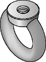 Œillet plat (A4) DIN 582 en acier inoxydable Œillet plat en acier inoxydable (A4) conforme à DIN 582 avec tête bouclée pour accueillir un crochet