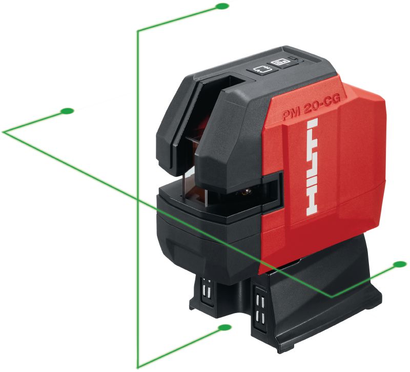 PM 20-CGE Aplomb et laser ligne transversal haute précision Laser combiné à faisceau vert haute précision à 2 lignes et 5 points pour la plomberie, le nivellement, l'alignement et l'équerrage