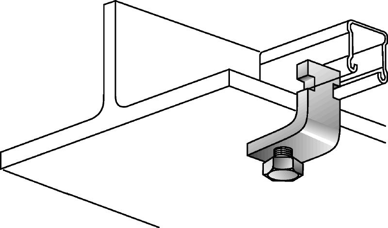 Clip-étau MQT-C-R Attache de poutre en acier inoxydable (A4) pour le raccordement de rails entretoises MQ directement aux poutres en acier