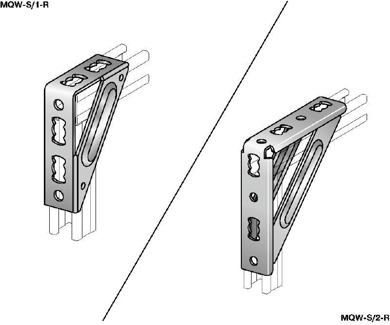 Mensola angolare MQW-S-R Acciaio inox (A5) angolo pesante a 90 gradi per il collegamento di multipli binari MQ per applicazioni per carichi medio-pesanti