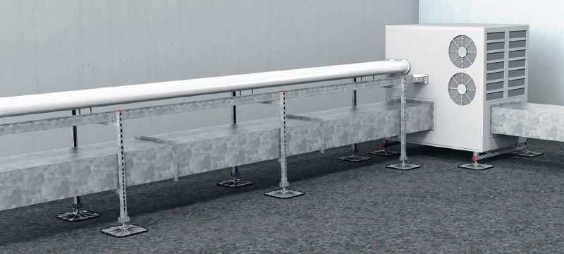 MV-LDP Robusta piastra di ripartizione dei carichi per l'installazione su tetti piani di unità per l'aria condizionata, passerelle, condotti di ventilazione, tubazioni o canaline portacavi Applicazioni 1