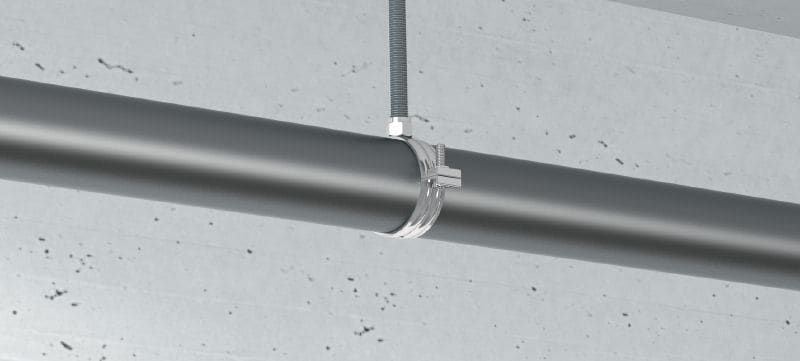 Collare a uso intensivo MP-M Pipe Morsetto da tubi zincato standard senza rivestimento acustico per applicazioni di tubi a uso intensivo (sistema metrico) Applicazioni 1