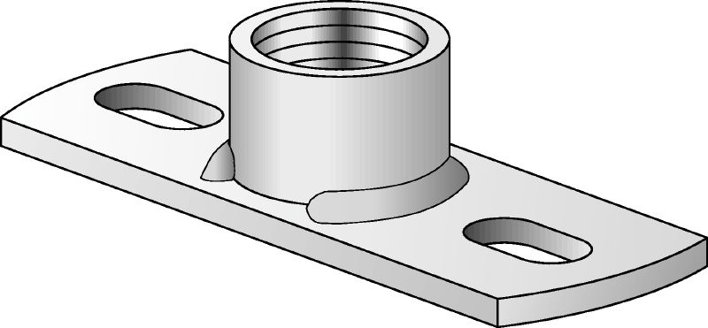 MGL 2-R Piastra base in acciaio inossidabile (A4) per fissaggio leggero a barre filettate (sistema imperiale) con due punti di ancoraggio