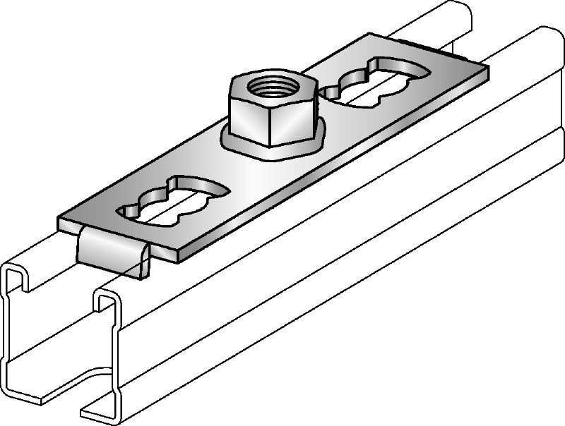 Platine MQG 2-R Platine en acier inoxydable pour le raccordement d'éléments filetés aux rails entretoises MQ