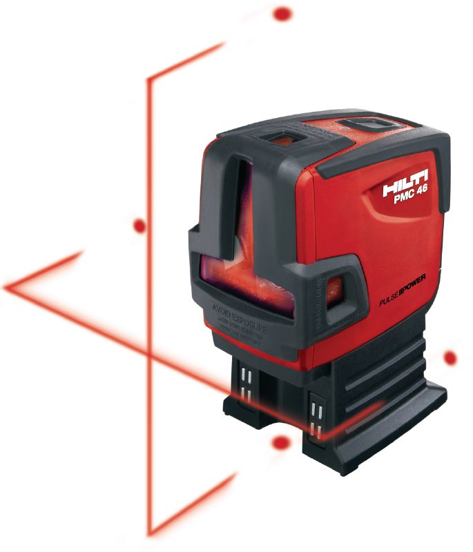 Aplomb et laser ligne PMC 46 Laser combiné à 2 lignes et 4 points : pour la plomberie, le nivellement, l'alignement et l'équerrage avec faisceau rouge