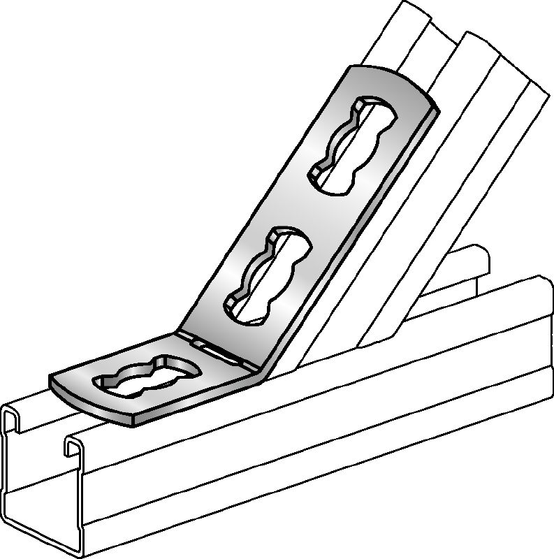 Support d'angle galvanisé à chaud MQW-3/45 Équerre à 45 ou 135 degrés galvanisée pour le raccordement de multiples rails entretoises MQ