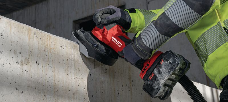 DGH 130-22 Smerigliatrice per calcestruzzo cordless Smerigliatrice per calcestruzzo cordless con motore brushless per la smerigliatura di giunti in calcestruzzo e superfici di finitura (piattaforma batteria Nuron) Applicazioni 1