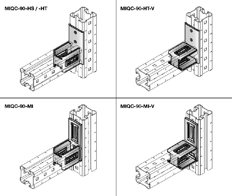 MIQC-H Connettori zincati a caldo (HDG) per carichi pesanti per collegare due travi MIQ