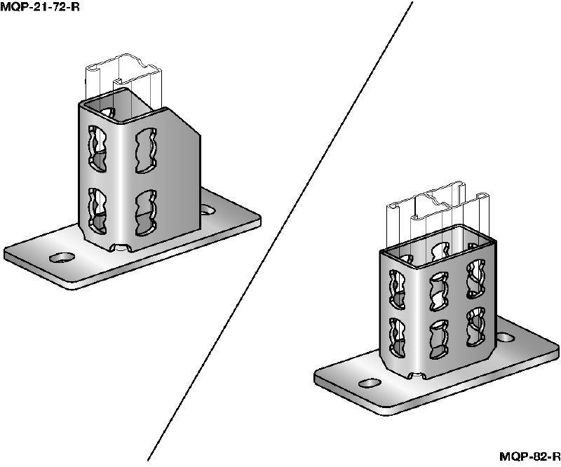 Base binario: MQP-R Base per binario in acciaio inossidabile (A4) per il fissaggio di binari su diversi materiali di base