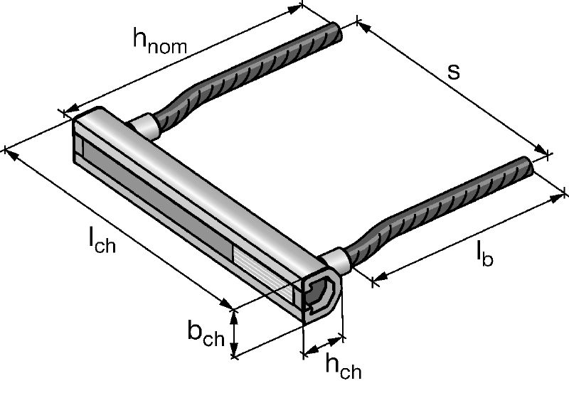 Soluzioni HAC-T parte anteriore della soletta Binari per tasselli gettati in opera in misure e lunghezze personalizzate per installazioni anteriori della soletta